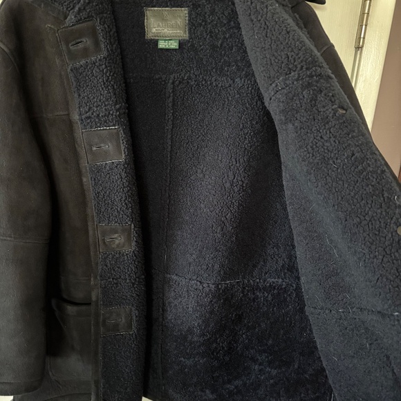 Vintage Ralp Lauren Blue Shearling Jacket Coat XL Genuine - Picture 12 of 12